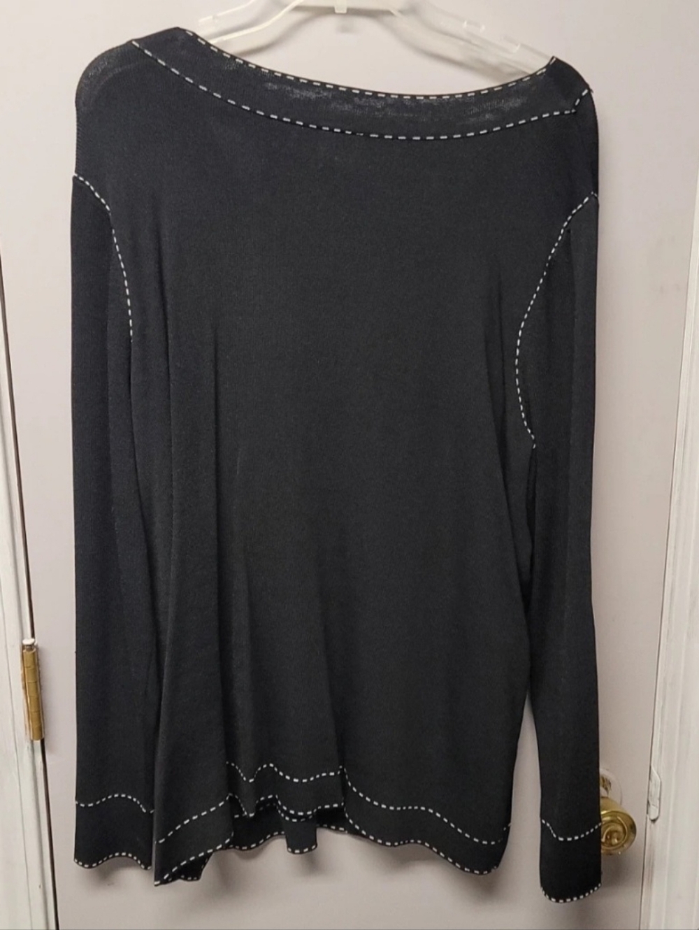 Emma James Size 2X Black with White Button Up Cardigan Long Sleeves - Picture 2 of 5